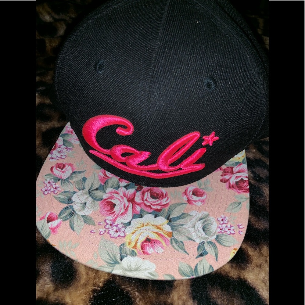 California Hat. Cali style cap with floral design.
